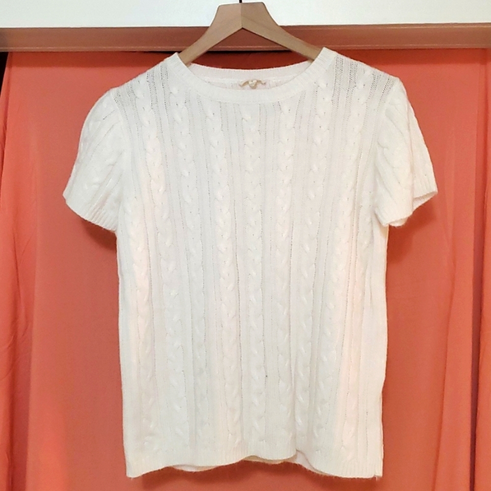 Short Sleeve Cableknit Sweater